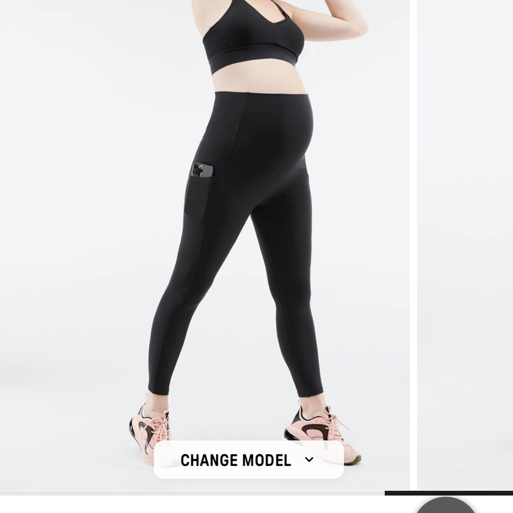 Fabletics | Black PureLuxe High Waisted Maternity 7/8 Legging Size S